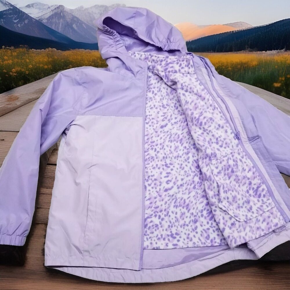 ✅Eddie Bauer Girls Rain Jacket Lone Peak WP 3 in 1 Fleece Lined Windbreaker Coat